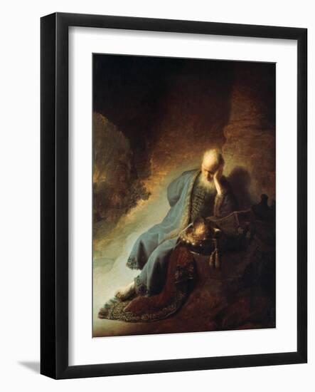 The Prophet Jeremiah Mourning over the Destruction of Jerusalem, 1630-Rembrandt van Rijn-Framed Giclee Print