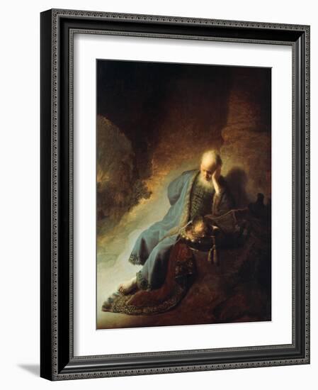 The Prophet Jeremiah Mourning over the Destruction of Jerusalem, 1630-Rembrandt van Rijn-Framed Giclee Print