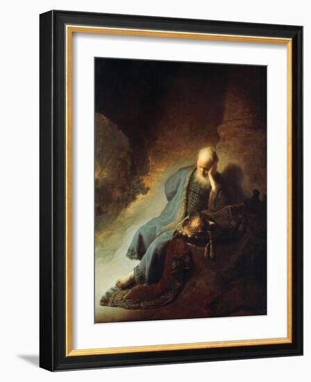 The Prophet Jeremiah Mourning over the Destruction of Jerusalem, 1630-Rembrandt van Rijn-Framed Giclee Print