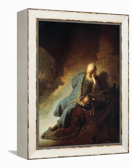 The Prophet Jeremiah Mourning over the Destruction of Jerusalem, 1630-Rembrandt van Rijn-Framed Premier Image Canvas