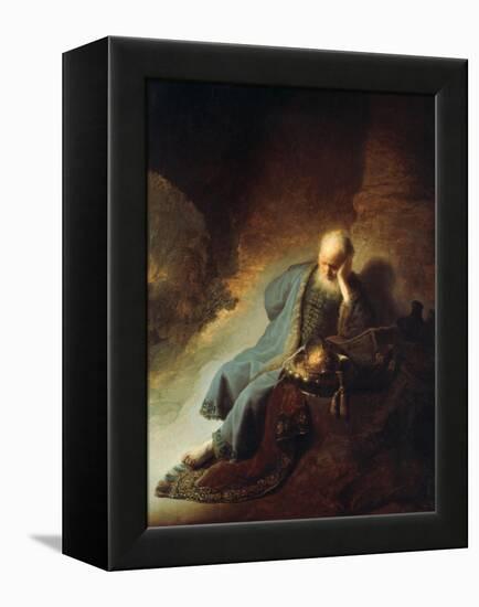 The Prophet Jeremiah Mourning over the Destruction of Jerusalem, 1630-Rembrandt van Rijn-Framed Premier Image Canvas