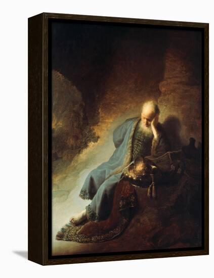 The Prophet Jeremiah Mourning over the Destruction of Jerusalem, 1630-Rembrandt van Rijn-Framed Premier Image Canvas