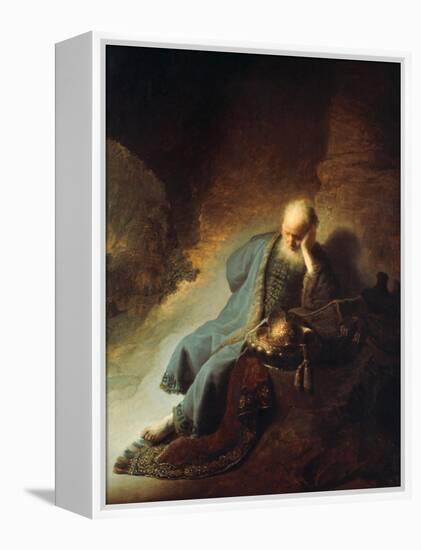 The Prophet Jeremiah Mourning over the Destruction of Jerusalem, 1630-Rembrandt van Rijn-Framed Premier Image Canvas