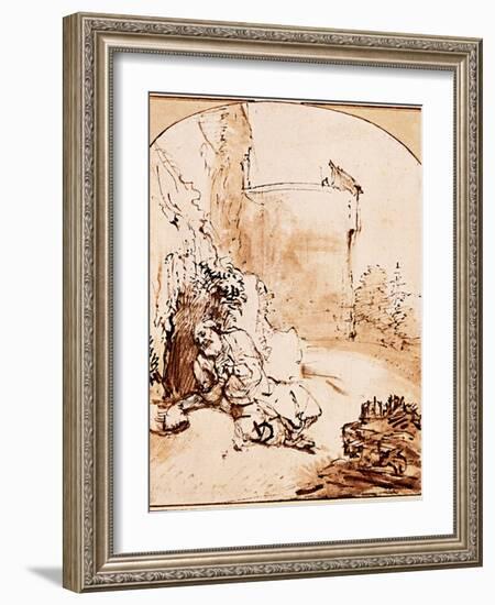 The Prophet Jonah Before the Walls of Nineveh-Rembrandt van Rijn-Framed Giclee Print