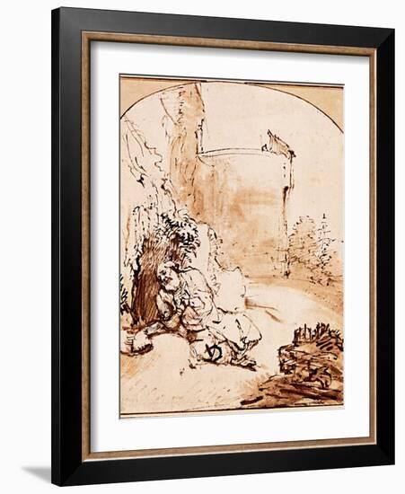 The Prophet Jonah Before the Walls of Nineveh-Rembrandt van Rijn-Framed Giclee Print