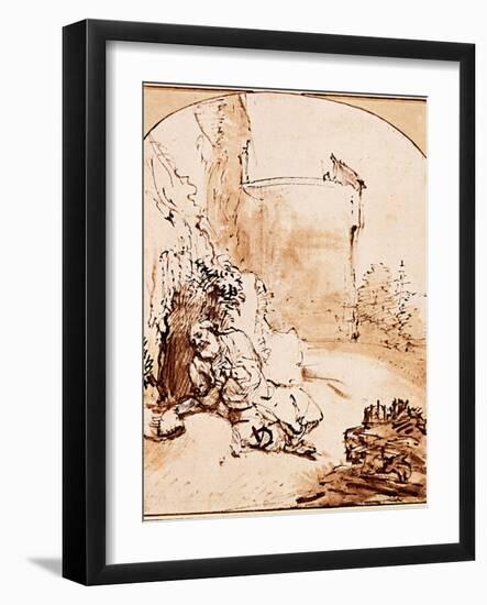 The Prophet Jonah Before the Walls of Nineveh-Rembrandt van Rijn-Framed Giclee Print