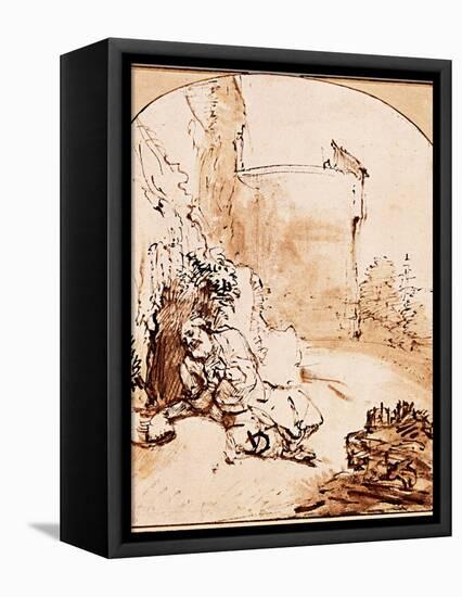 The Prophet Jonah Before the Walls of Nineveh-Rembrandt van Rijn-Framed Premier Image Canvas