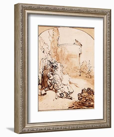 The Prophet Jonah Before the Walls of Nineveh-Rembrandt van Rijn-Framed Giclee Print