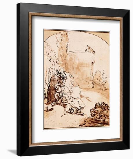 The Prophet Jonah Before the Walls of Nineveh-Rembrandt van Rijn-Framed Giclee Print