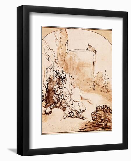 The Prophet Jonah Before the Walls of Nineveh-Rembrandt van Rijn-Framed Giclee Print