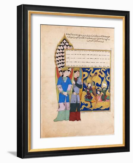 The Prophet Muhammad before the Angel with Seventy Heads. from the Book Nahj Al-Faradis-null-Framed Giclee Print