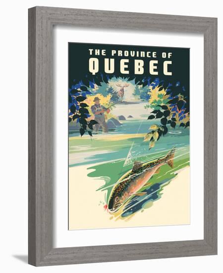 The Province of Québec - Trout Fishing, Vintage Travel Poster, 1930-Pacifica Island Art-Framed Art Print