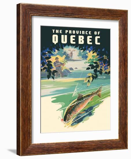 The Province of Québec - Trout Fishing, Vintage Travel Poster, 1930-Pacifica Island Art-Framed Art Print