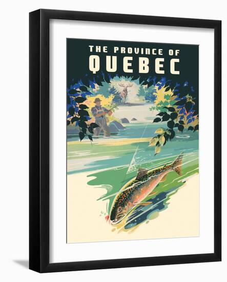 The Province of Québec - Trout Fishing, Vintage Travel Poster, 1930-Pacifica Island Art-Framed Art Print