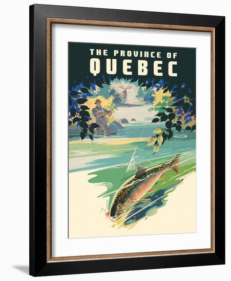 The Province of Québec - Trout Fishing, Vintage Travel Poster, 1930-Pacifica Island Art-Framed Art Print