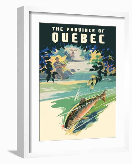 The Province of Québec - Trout Fishing, Vintage Travel Poster, 1930-Pacifica Island Art-Framed Art Print