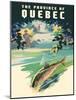 The Province of Québec - Trout Fishing, Vintage Travel Poster, 1930-Pacifica Island Art-Mounted Art Print