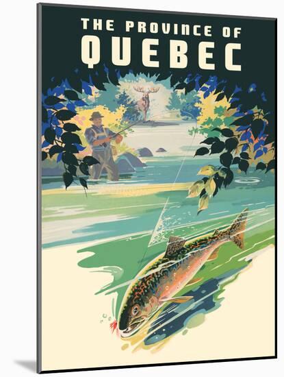 The Province of Québec - Trout Fishing, Vintage Travel Poster, 1930-Pacifica Island Art-Mounted Art Print