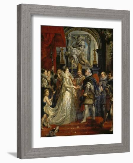 The Proxy Marriage of Marie De Medici and Henri Iv, 5th October 1600, 1621-25-Peter Paul Rubens-Framed Giclee Print