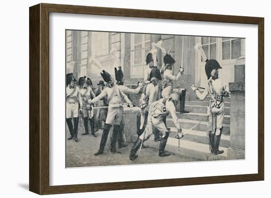 'The Prussian Noble Guard Sharpen Their Swords on the Steps of the French Embassy at Berlin', 1896-Unknown-Framed Giclee Print