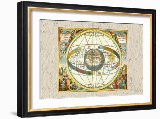 The Ptolemaic View of the Universe-Andreas Cellarius-Framed Art Print