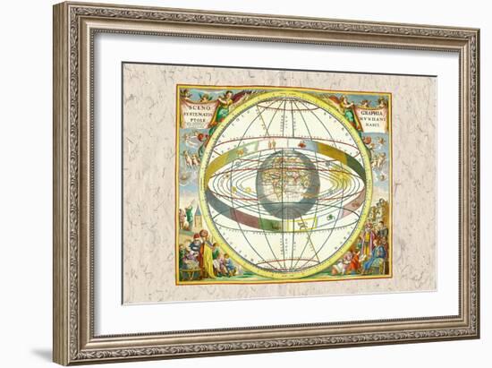 The Ptolemaic View of the Universe-Andreas Cellarius-Framed Art Print