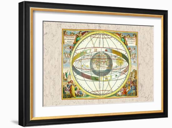 The Ptolemaic View of the Universe-Andreas Cellarius-Framed Art Print