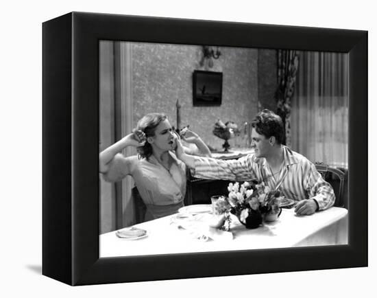 The Public Enemy, Mae Clarke, James Cagney, 1931, Domestic Fight With Grapefruit-null-Framed Stretched Canvas