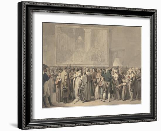The Public in the Salon of the Louvre, Viewing the Painting of the "Sacre"-Louis Leopold Boilly-Framed Premium Giclee Print