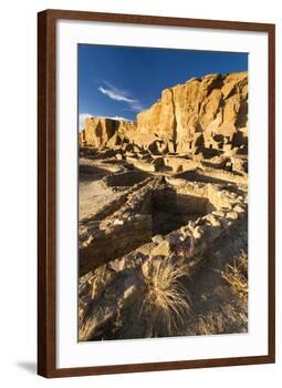 The Pueblo Bonito Ruins Lie At The Base Of The Chaco Canyon Walls In Chaco Culture NHP, New Mexico-Mike Cavaroc-Framed Photographic Print