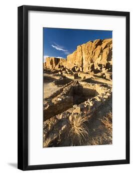 The Pueblo Bonito Ruins Lie At The Base Of The Chaco Canyon Walls In Chaco Culture NHP, New Mexico-Mike Cavaroc-Framed Photographic Print