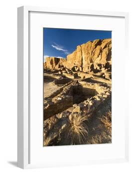 The Pueblo Bonito Ruins Lie At The Base Of The Chaco Canyon Walls In Chaco Culture NHP, New Mexico-Mike Cavaroc-Framed Photographic Print