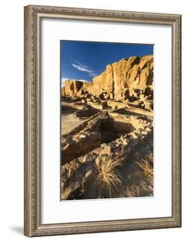 The Pueblo Bonito Ruins Lie At The Base Of The Chaco Canyon Walls In Chaco Culture NHP, New Mexico-Mike Cavaroc-Framed Photographic Print