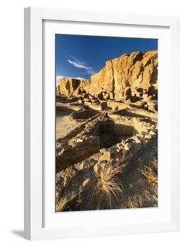 The Pueblo Bonito Ruins Lie At The Base Of The Chaco Canyon Walls In Chaco Culture NHP, New Mexico-Mike Cavaroc-Framed Photographic Print