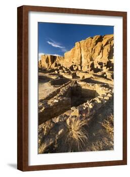 The Pueblo Bonito Ruins Lie At The Base Of The Chaco Canyon Walls In Chaco Culture NHP, New Mexico-Mike Cavaroc-Framed Photographic Print