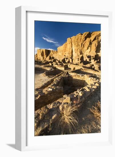 The Pueblo Bonito Ruins Lie At The Base Of The Chaco Canyon Walls In Chaco Culture NHP, New Mexico-Mike Cavaroc-Framed Photographic Print