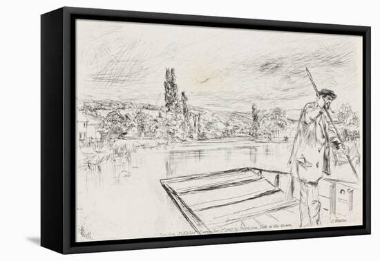 The Punt, 1861 (Etching, Drypoint, Black Carbon Ink, Chine Collé on Wove Paper)-James Abbott McNeill Whistler-Framed Premier Image Canvas