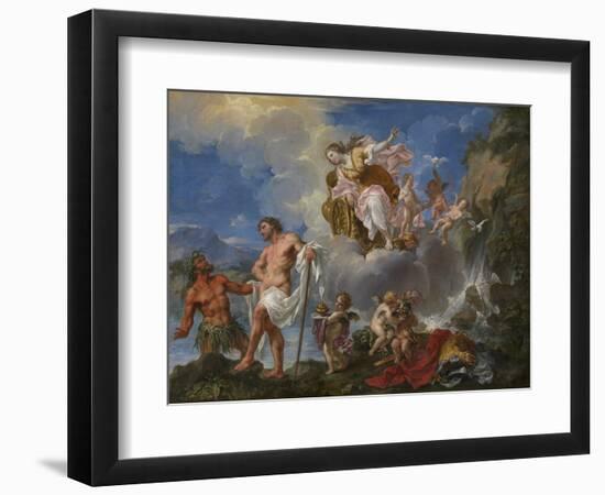 The Purification of Aeneas in the River Numicius, C.1725 (Oil on Canvas)-Pier Leone Ghezzi-Framed Giclee Print