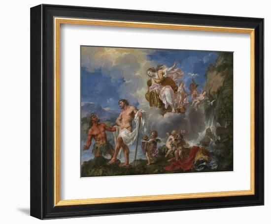 The Purification of Aeneas in the River Numicius, C.1725 (Oil on Canvas)-Pier Leone Ghezzi-Framed Giclee Print