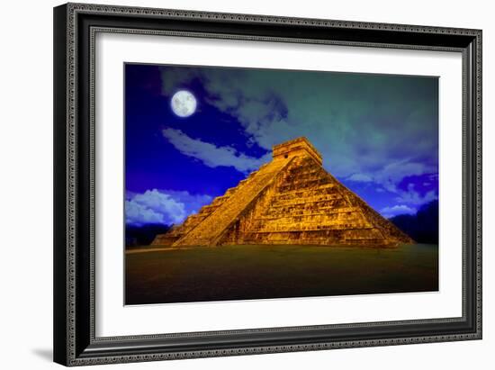 The Pyramid of Kukulcan at Chichen Itza at Full Moon-Patryk Kosmider-Framed Photographic Print