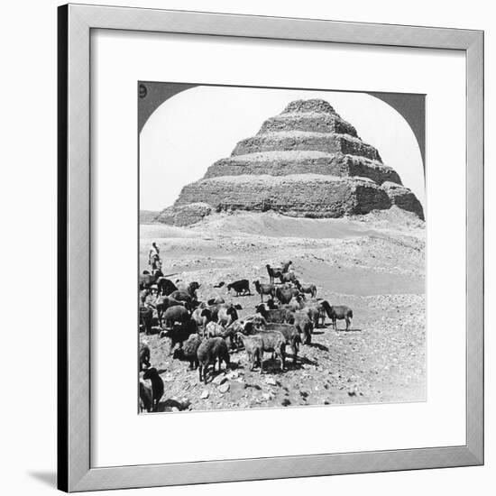 The Pyramid of Sakkarah, Egypt, 1905-Underwood & Underwood-Framed Photographic Print