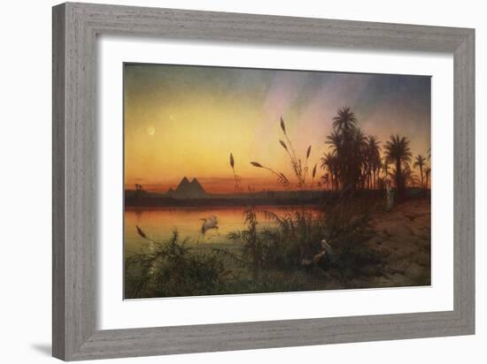 The Pyramids from the Island of Roda at Sunset-Frank Dillon-Framed Giclee Print