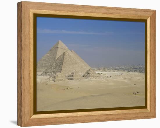 The Pyramids, Giza, Unesco World Heritage Site, with Cairo Beyond, Egypt, North Africa, Africa-Upperhall-Framed Premier Image Canvas