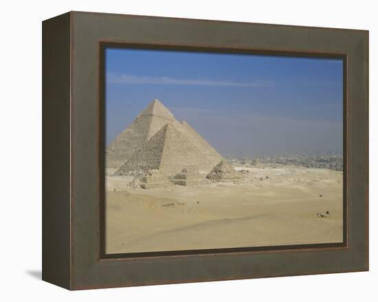The Pyramids, Giza, Unesco World Heritage Site, with Cairo Beyond, Egypt, North Africa, Africa-Upperhall-Framed Premier Image Canvas