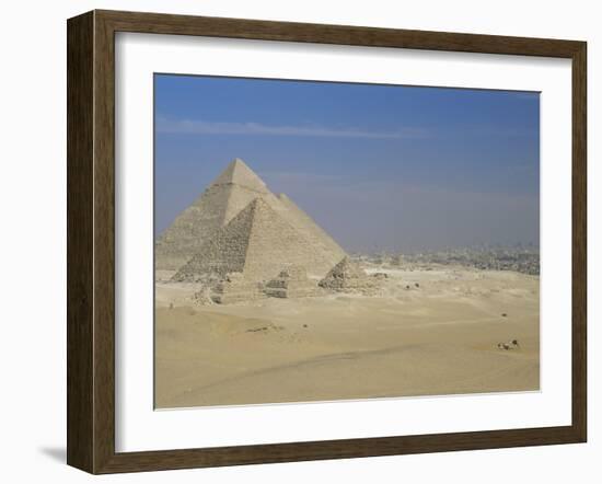 The Pyramids, Giza, Unesco World Heritage Site, with Cairo Beyond, Egypt, North Africa, Africa-Upperhall-Framed Photographic Print