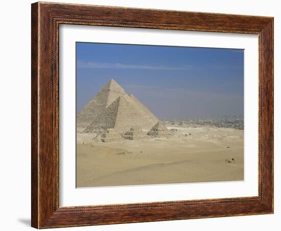 The Pyramids, Giza, Unesco World Heritage Site, with Cairo Beyond, Egypt, North Africa, Africa-Upperhall-Framed Photographic Print