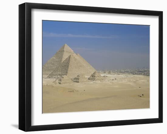 The Pyramids, Giza, Unesco World Heritage Site, with Cairo Beyond, Egypt, North Africa, Africa-Upperhall-Framed Photographic Print