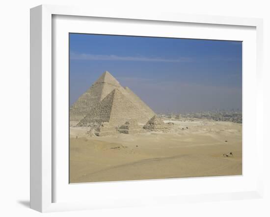 The Pyramids, Giza, Unesco World Heritage Site, with Cairo Beyond, Egypt, North Africa, Africa-Upperhall-Framed Photographic Print