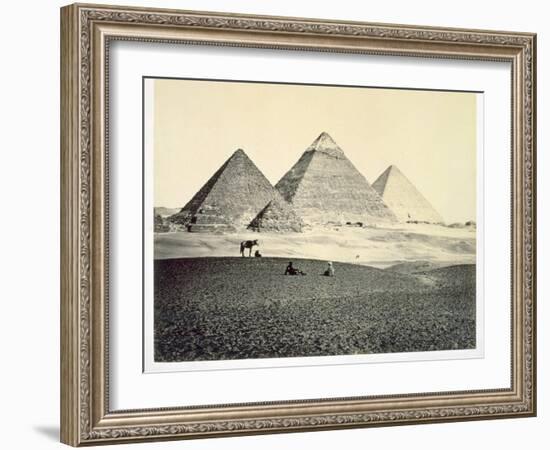 'The Pyramids of El-Geezeh from the South West', Egypt, 1858-Francis Frith-Framed Photographic Print