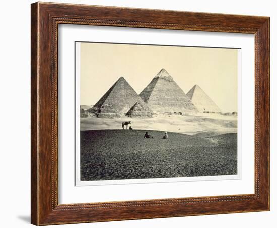 'The Pyramids of El-Geezeh from the South West', Egypt, 1858-Francis Frith-Framed Photographic Print